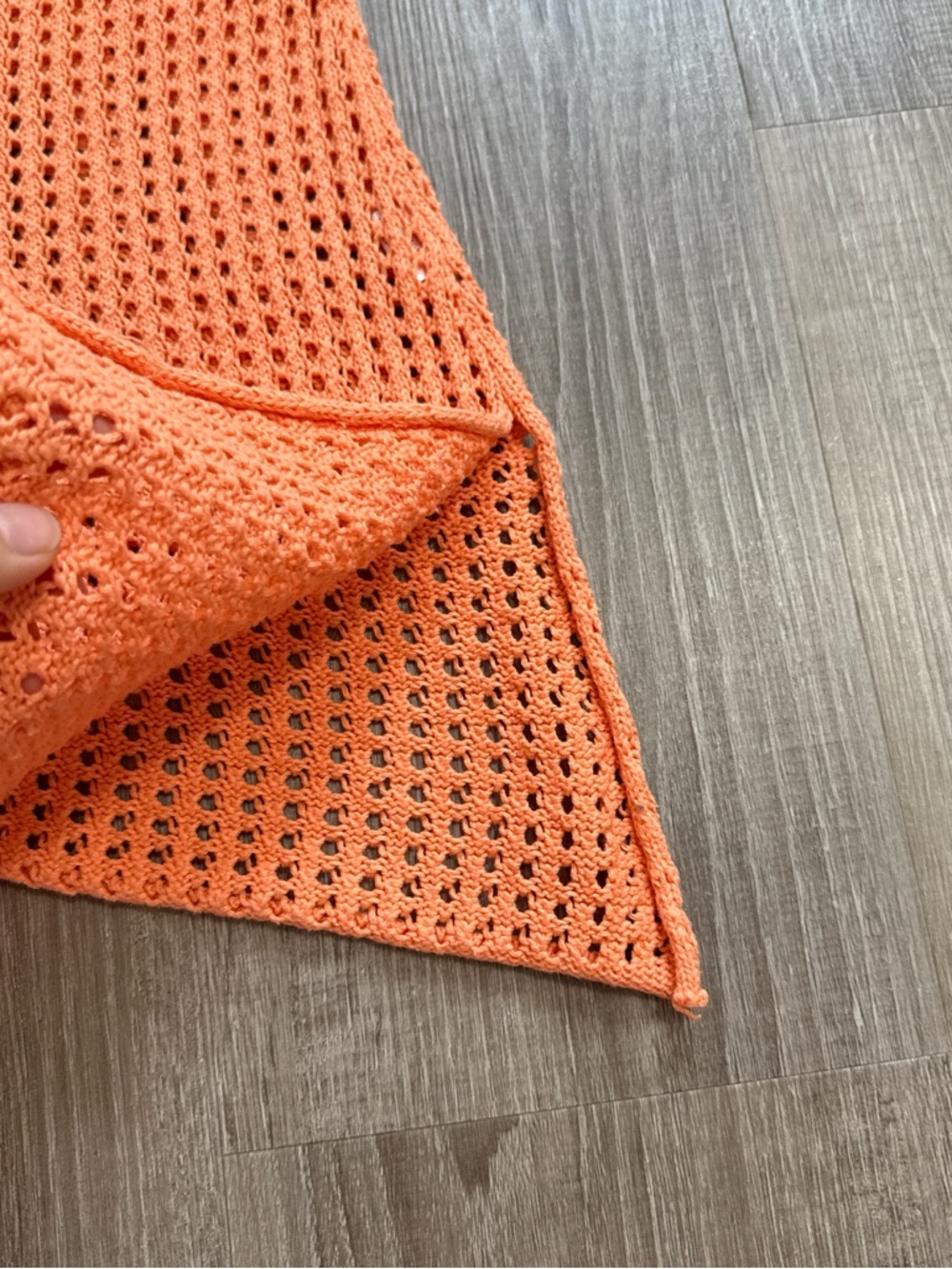Jeanne Pierre 100% Cotton Open Knit Crochet Orange Top With Side Slits Size L - Picture 4 of 11